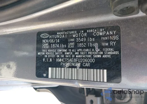 2015 Hyundai Accent Gs from USA, damaged, VIN KMHCT5AE8FU206000
